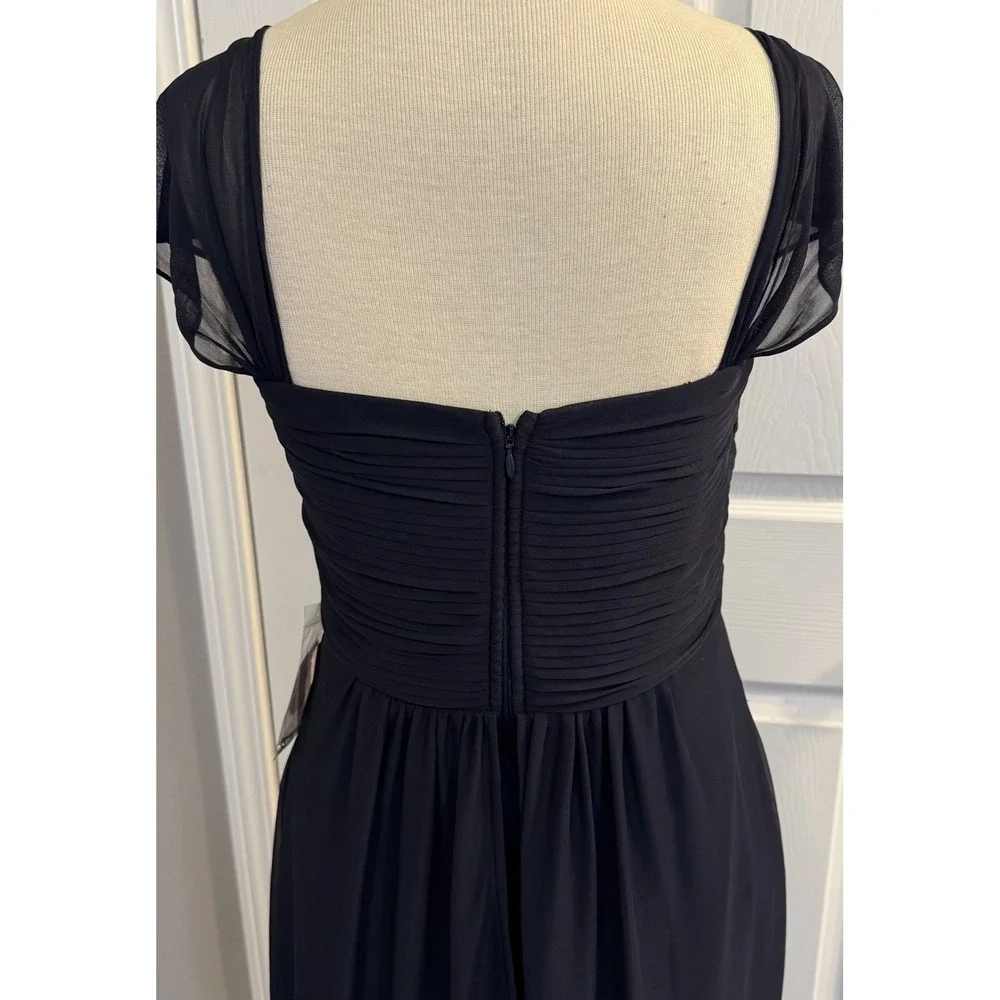 NWT Birdy Grey‎ Prom Bridesmaid Dress Maria Navy Blue MED Chiffon Formal Wedding